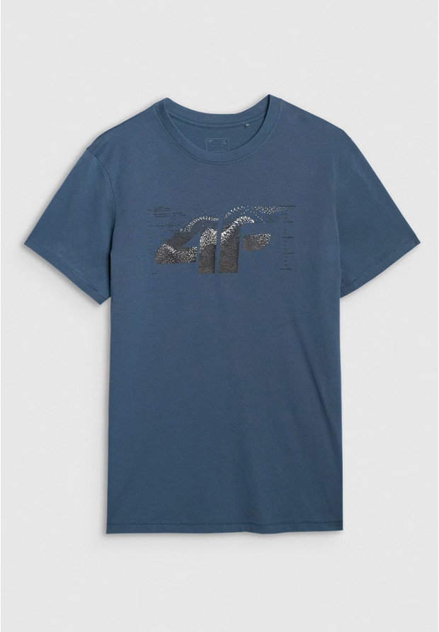 Koszulka Męska 4F T-shirt Z Nadrukiem Regular Turkusowa 4FWAW25TTSHM2359