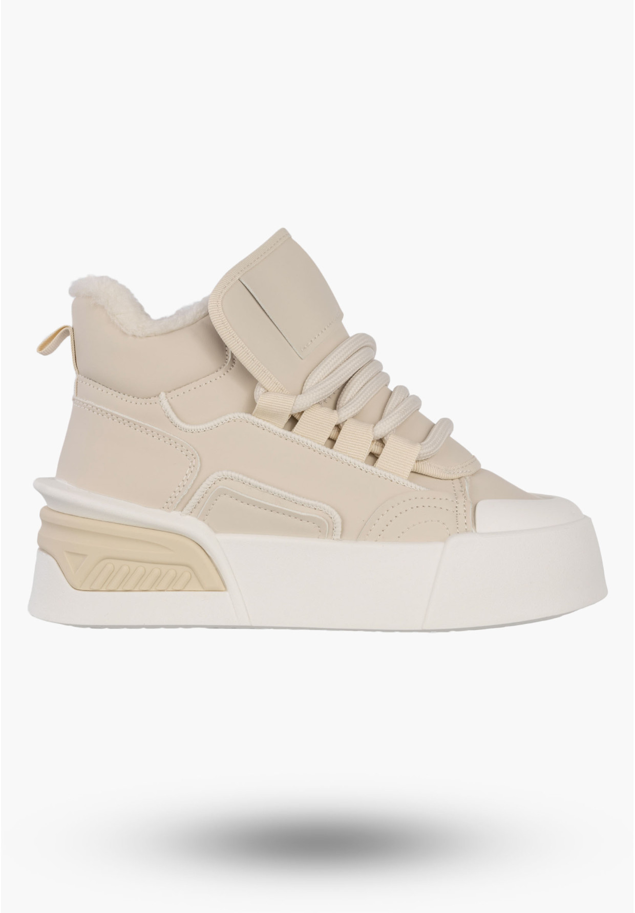 Sneakersy Damskie Botki Ocieplane Zimowe Na Platformie Beżowe