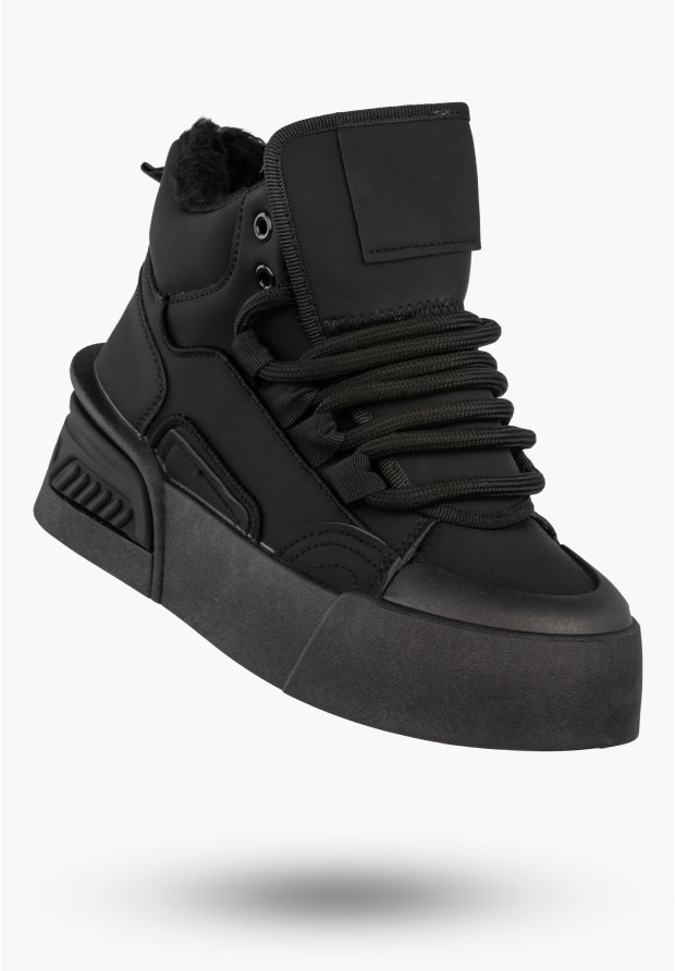 Czarne ocieplane sneakersy damskie