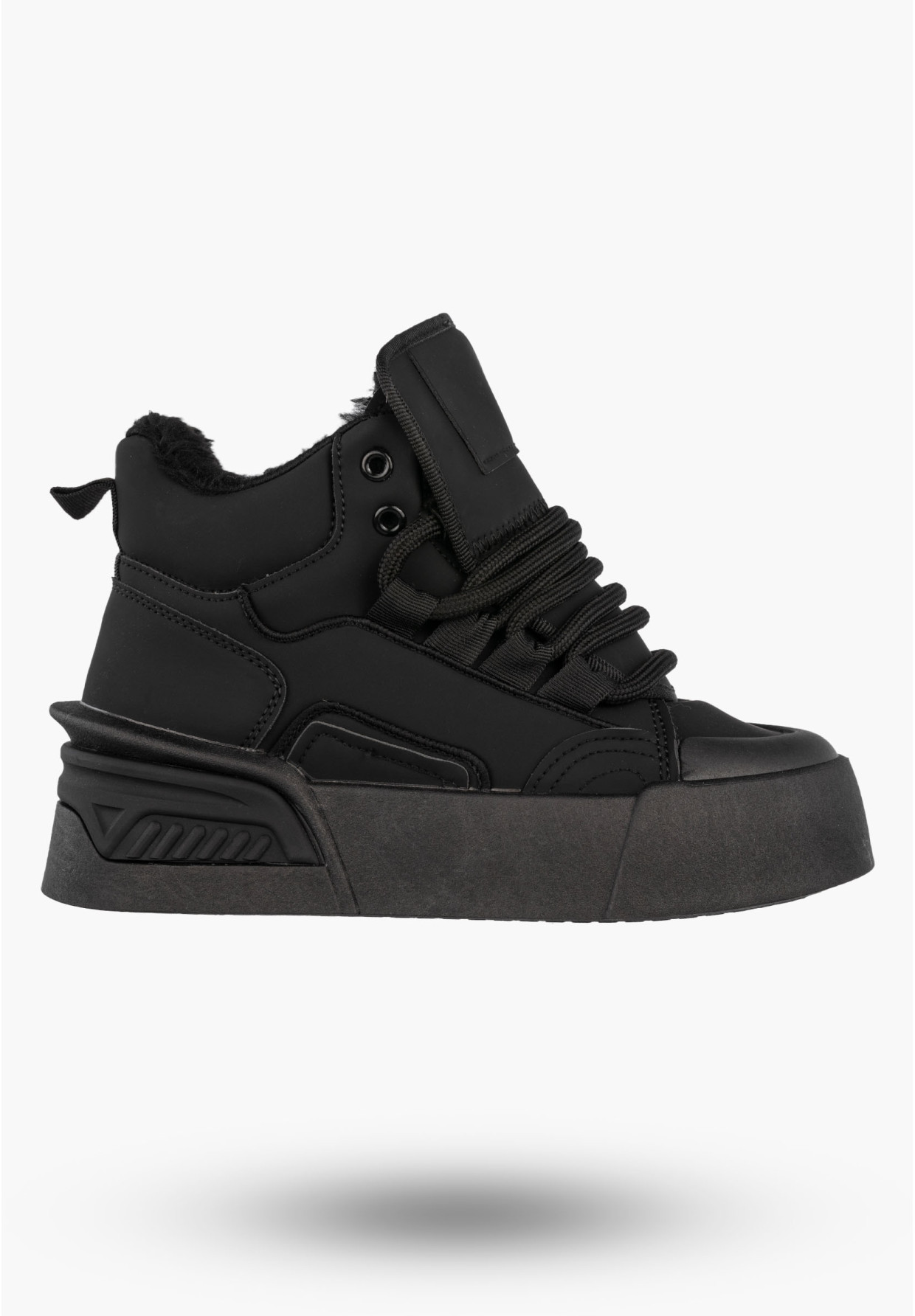 Sneakersy Damskie Botki Ocieplane Zimowe Na Platformie Czarne