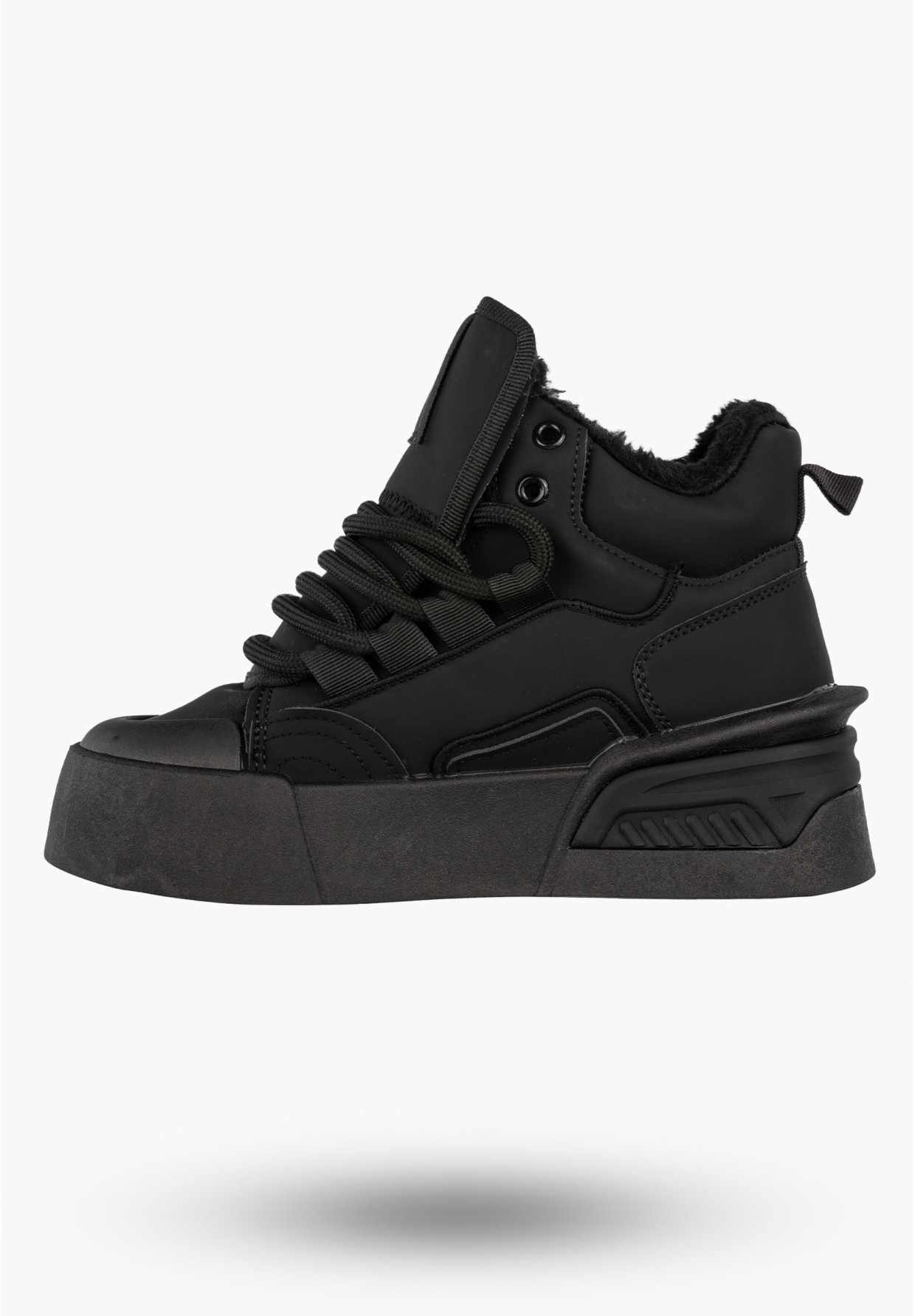 Sneakersy Damskie Botki Ocieplane Zimowe Na Platformie Czarne