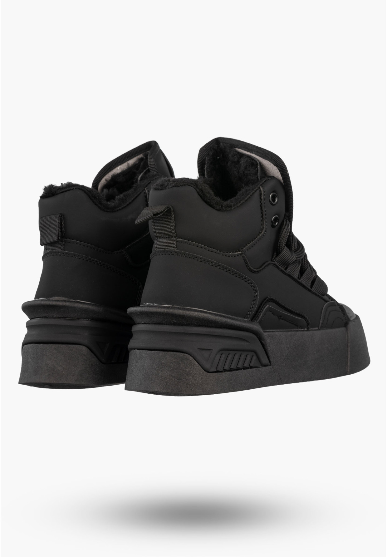 Sneakersy Damskie Botki Ocieplane Zimowe Na Platformie Czarne