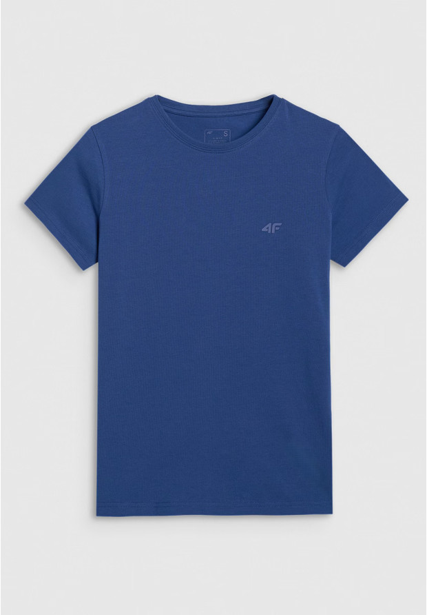 Koszulka Damska 4F T-shirt Slim Fit Gładki Granatowa 4FWMM00TTSHF2255