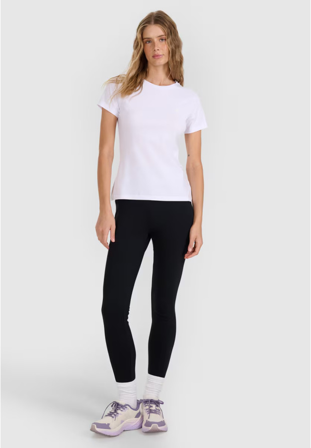 Koszulka Damska 4F T-shirt Slim Fit Gładki Biały 4FWMM00TTSHF2255