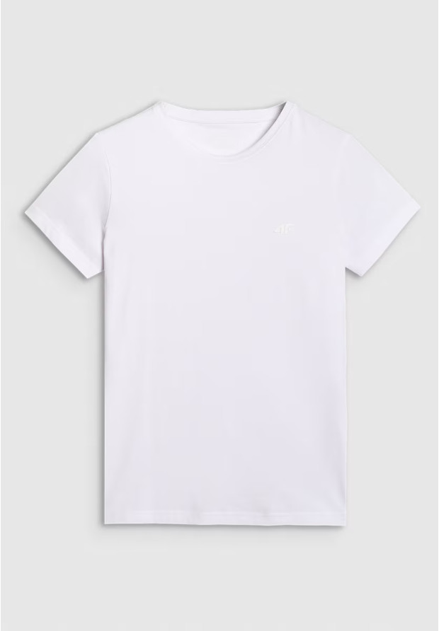 Koszulka Damska 4F T-shirt Slim Fit Gładki Biały 4FWMM00TTSHF2255