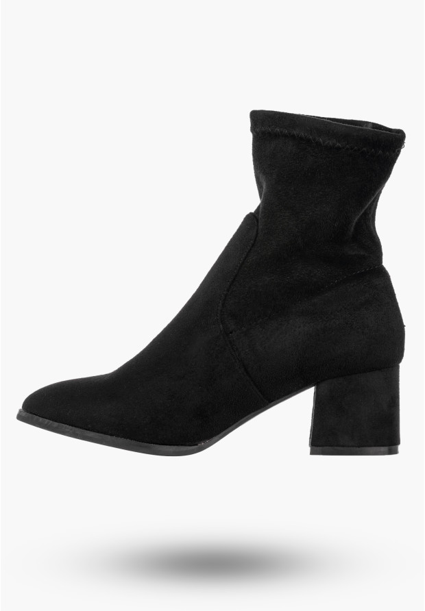 Botki Damskie Ekozamsz Buty Na Klocku Wsuwane Klasyczne Czarne Jezzi