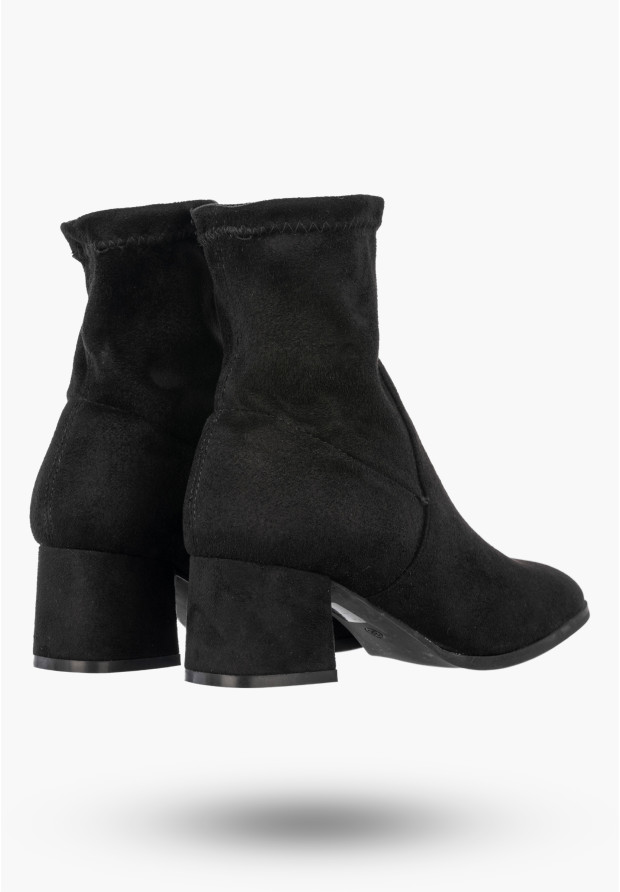 Botki Damskie Ekozamsz Buty Na Klocku Wsuwane Klasyczne Czarne Jezzi