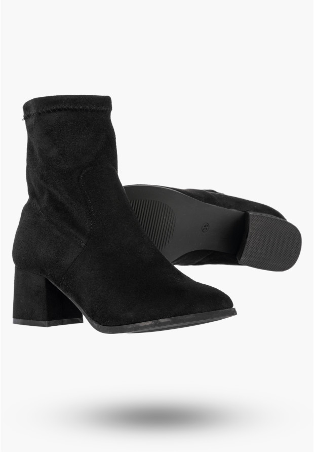 Botki Damskie Ekozamsz Buty Na Klocku Wsuwane Klasyczne Czarne Jezzi