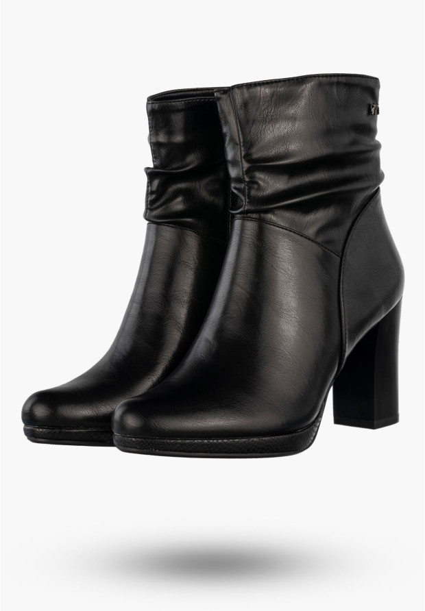 Botki Damskie Ekoskóra Buty Na Słupku Eleganckie Czarne Jezzi
