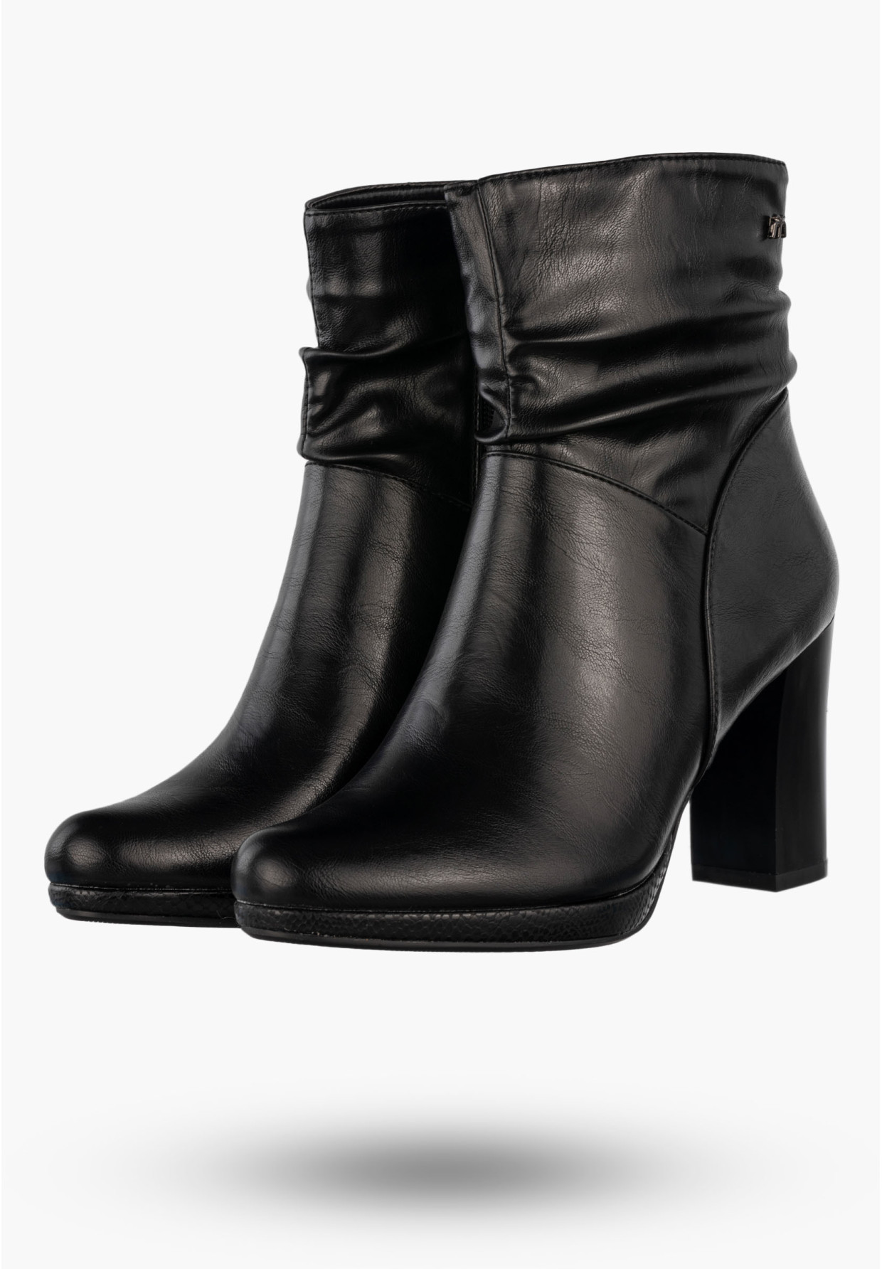 Botki Damskie Ekoskóra Buty Na Słupku Eleganckie Czarne Jezzi