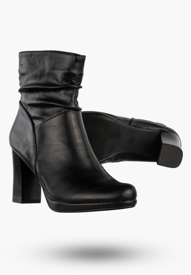 Botki Damskie Ekoskóra Buty Na Słupku Eleganckie Czarne Jezzi