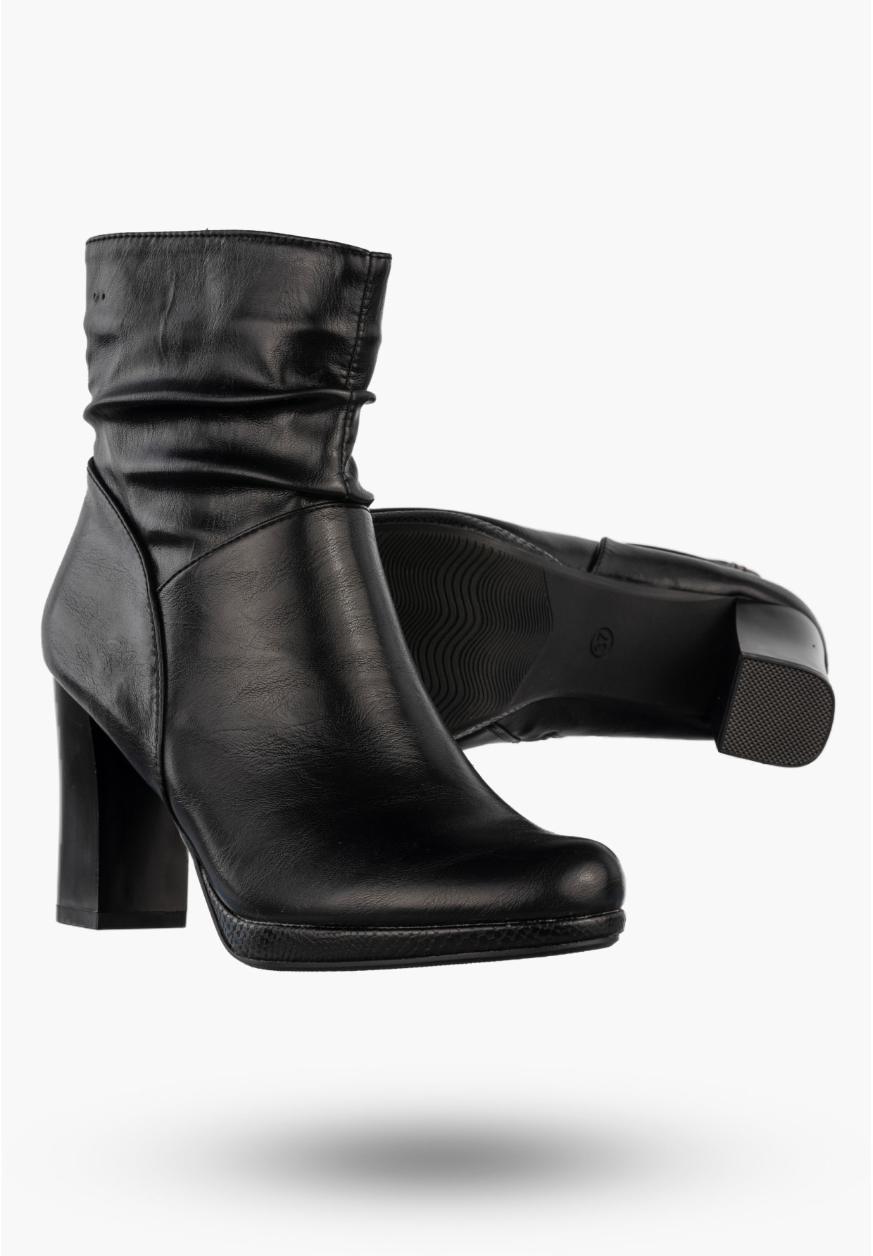 Botki Damskie Ekoskóra Buty Na Słupku Eleganckie Czarne Jezzi