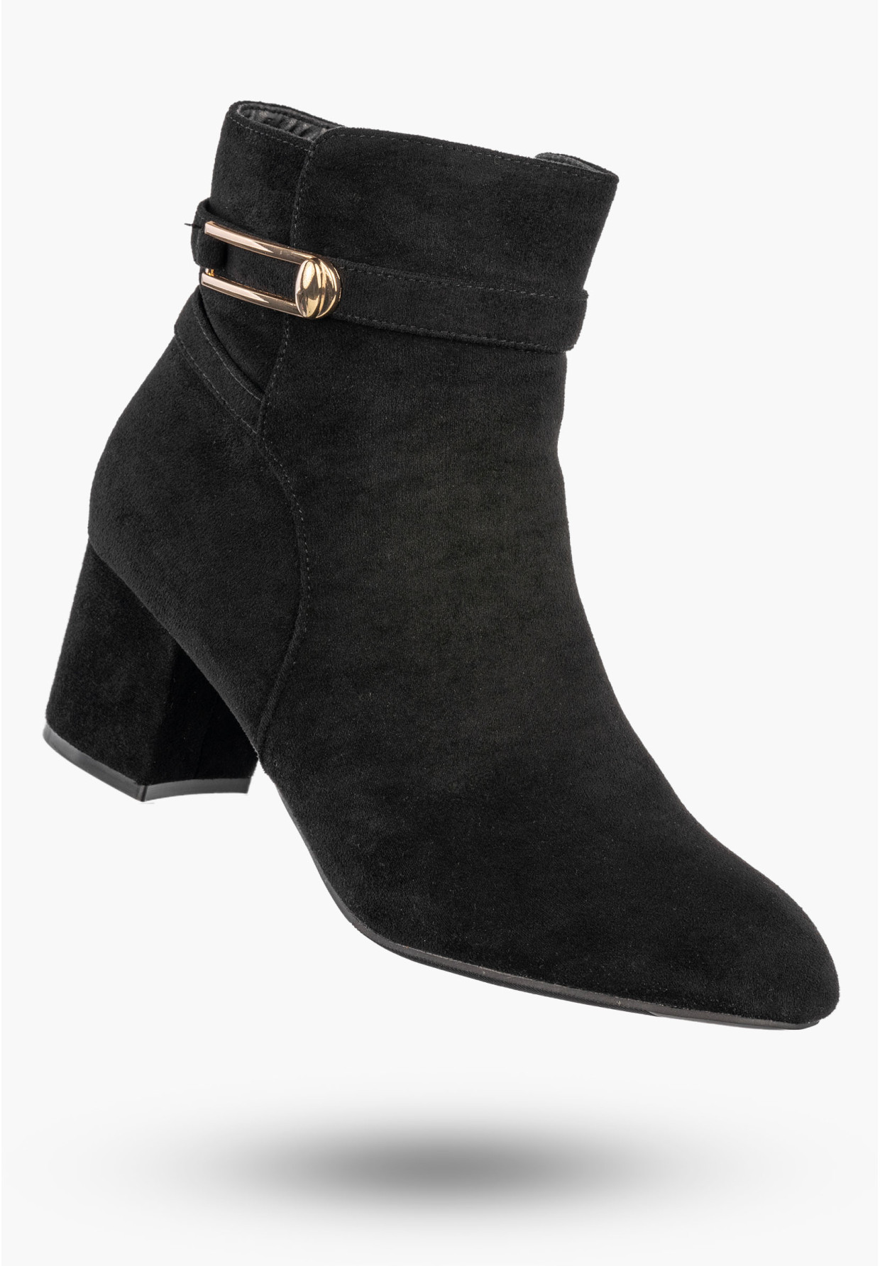 Botki Damskie Stylowe Buty Na Klocku Ocieplane Zimowe Czarne Jezzi
