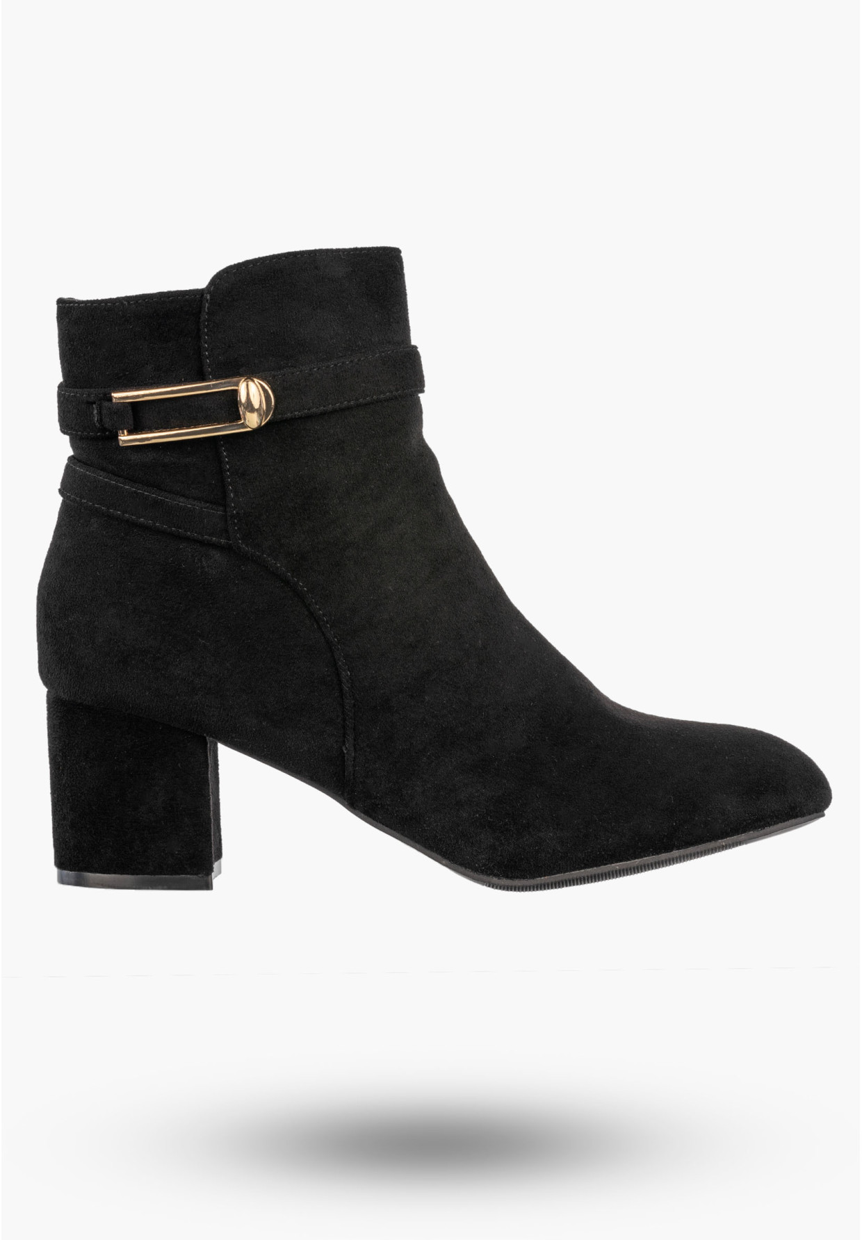 Botki Damskie Stylowe Buty Na Klocku Ocieplane Zimowe Czarne Jezzi