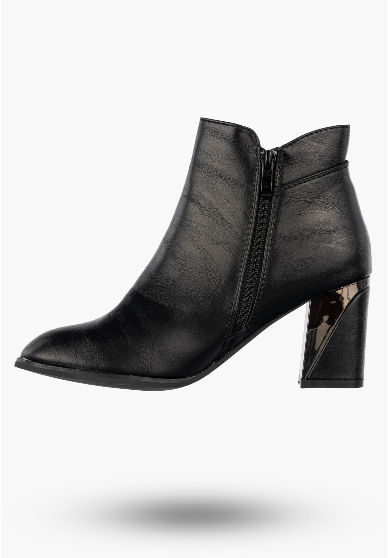 Botki Damskie Ekoskóra Buty Na Obcasie Eleganckie Ocieplane Czarne Jezzi