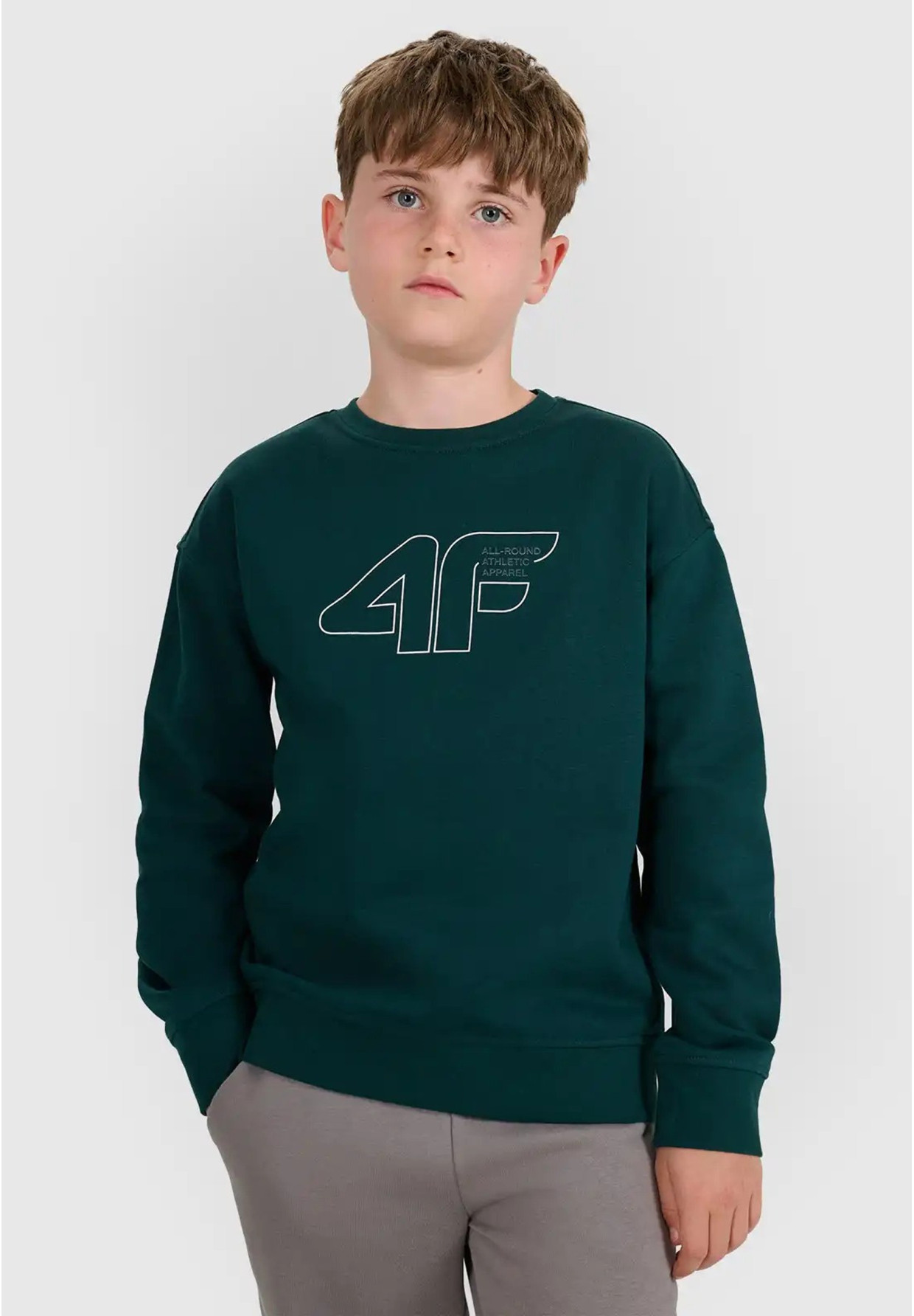 Bluza Chłopięca 4F Regular Ocieplana Dresowa Morska Zieleń 4FJWAW25TSWSM1960