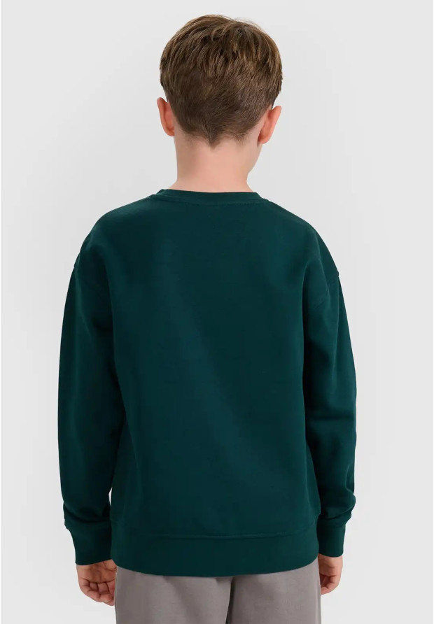Bluza Chłopięca 4F Regular Ocieplana Dresowa Morska Zieleń 4FJWAW25TSWSM1960