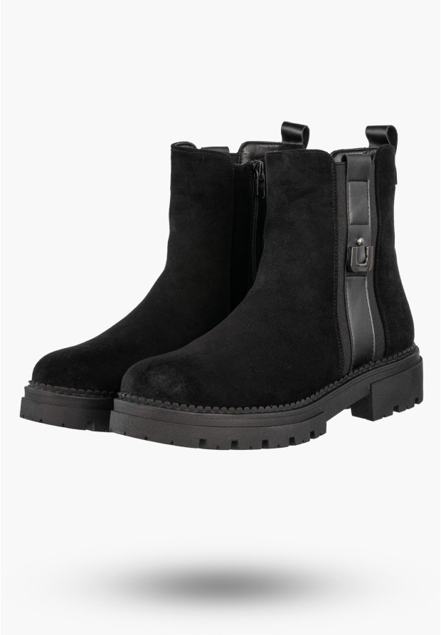 Botki Damskie Buty Ocieplane Na Zimę Stylowe Czarne Jezzi 22BT35-5072