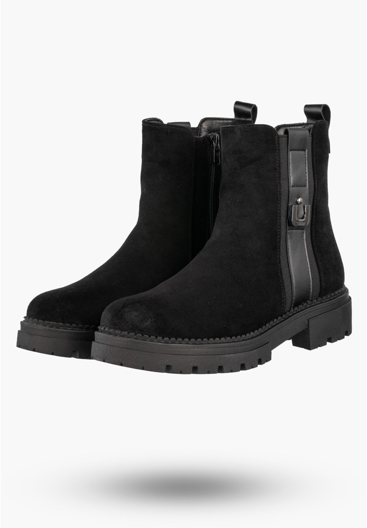 Botki Damskie Buty Ocieplane Na Zimę Stylowe Czarne Jezzi 22BT35-5072