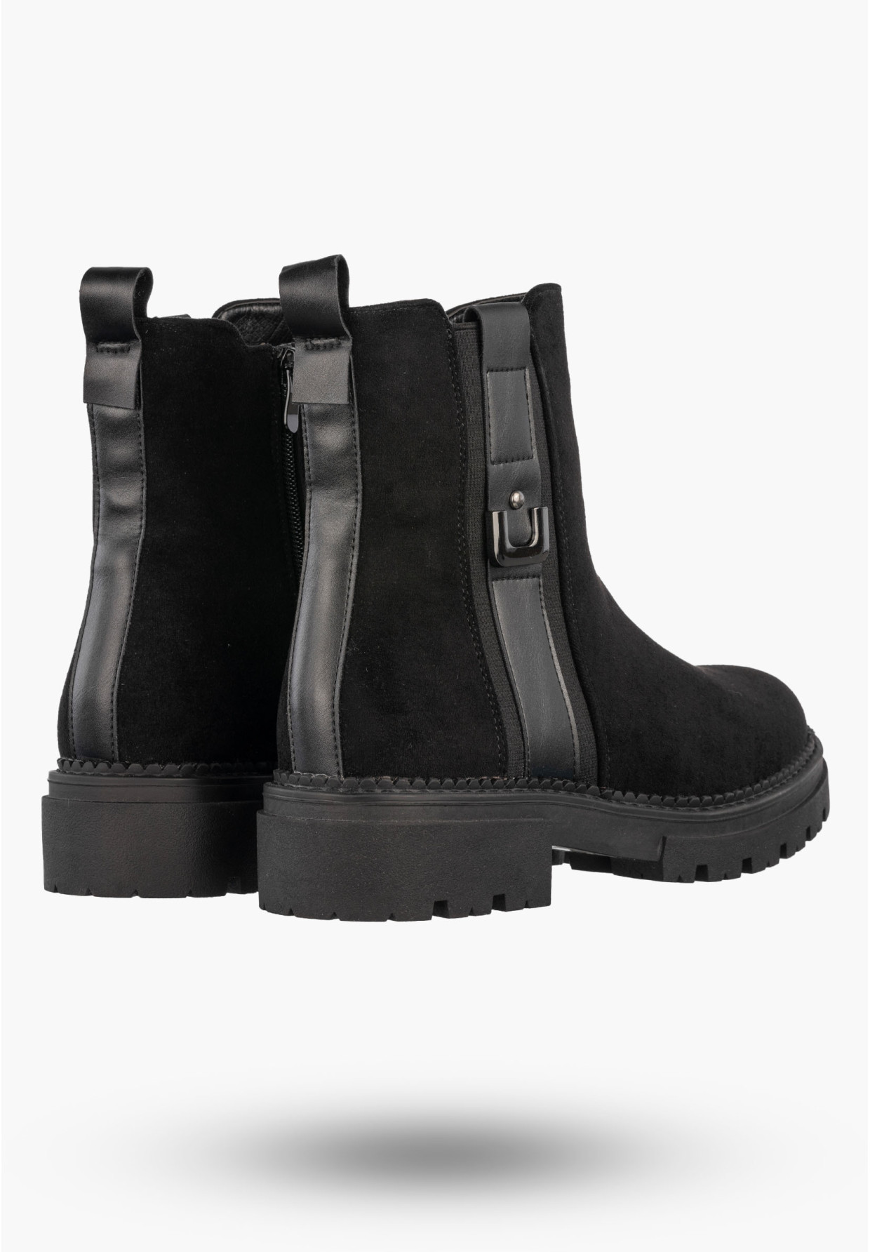 Botki Damskie Buty Ocieplane Na Zimę Stylowe Czarne Jezzi 22BT35-5072
