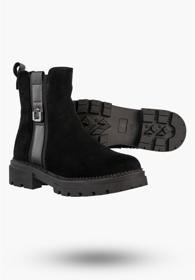 Botki Damskie Buty Ocieplane Na Zimę Stylowe Czarne Jezzi 22BT35-5072