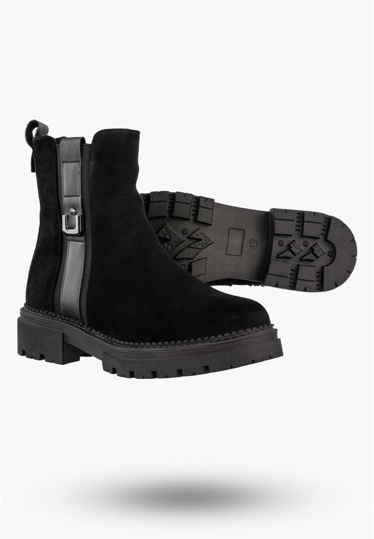 Botki Damskie Buty Ocieplane Na Zimę Stylowe Czarne Jezzi 22BT35-5072