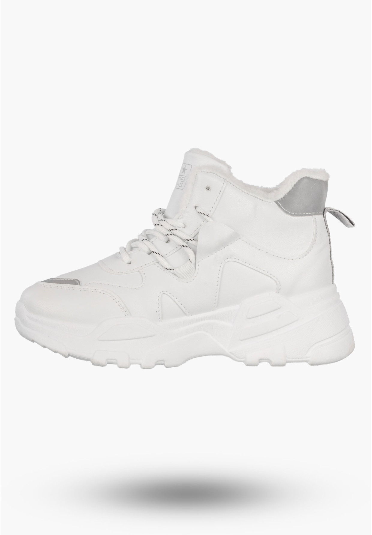 Sneakersy Damskie Buty Ocieplane Na Zimę Botki Z Odblaskami Białe NEWS