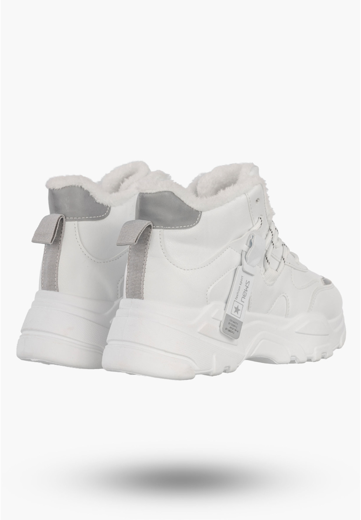 Sneakersy Damskie Buty Ocieplane Na Zimę Botki Z Odblaskami Białe NEWS