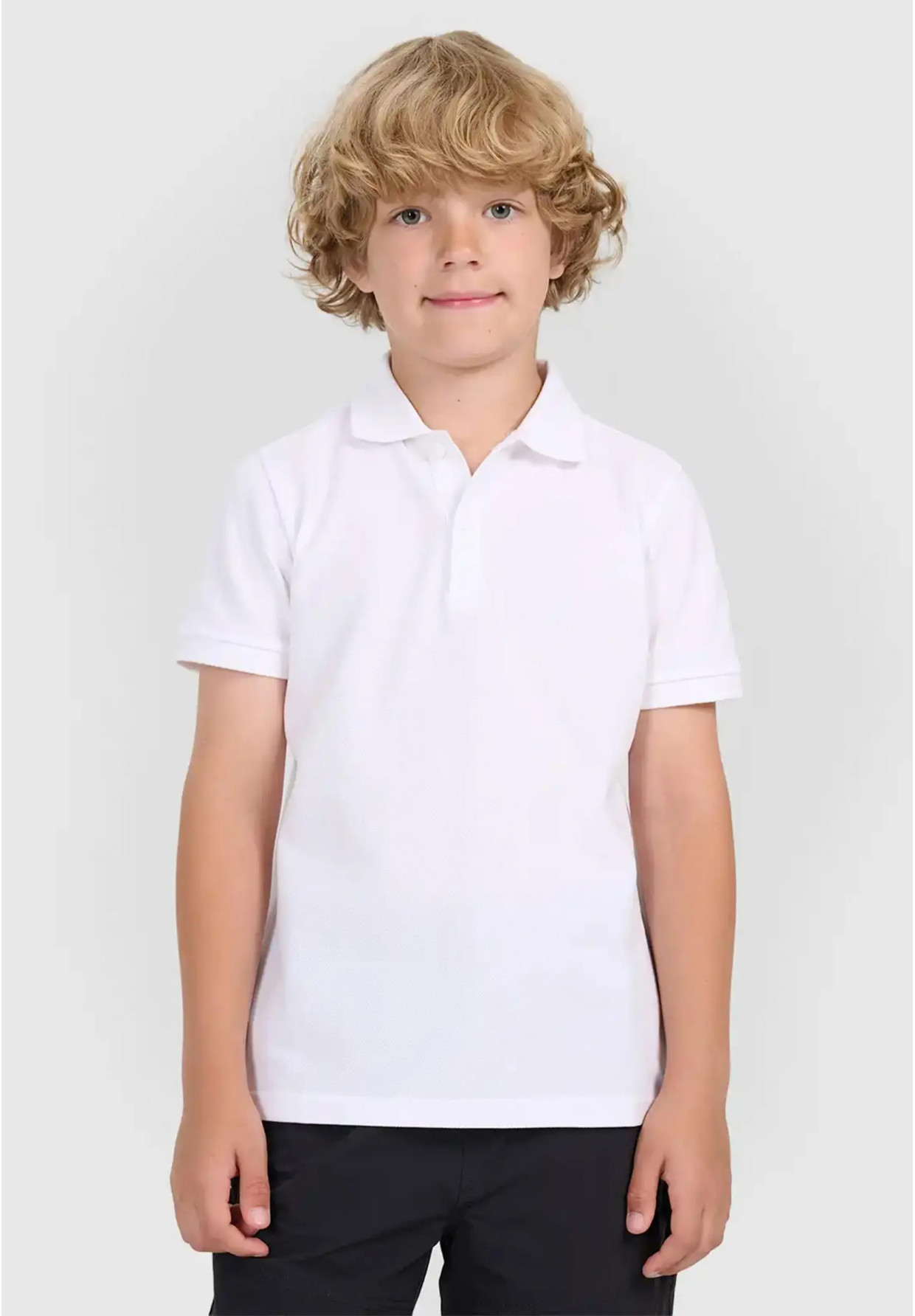 Koszulka Chłopięca 4F T-shirt Polo Z Kołnierzem Biały 4FJWAW25TPTSM614