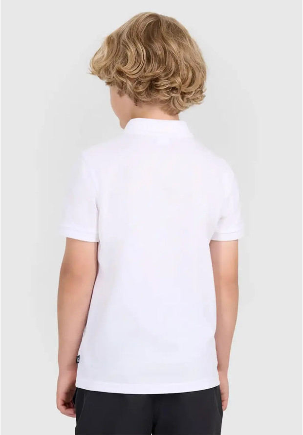 Koszulka Chłopięca 4F T-shirt Polo Z Kołnierzem Biały 4FJWAW25TPTSM614