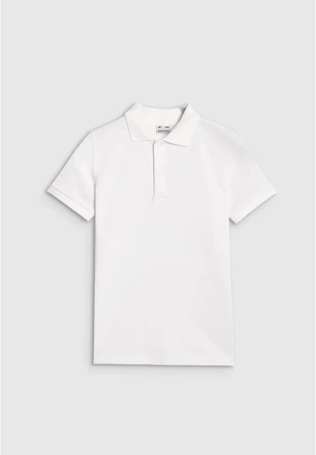 Koszulka Chłopięca 4F T-shirt Polo Z Kołnierzem Biały 4FJWAW25TPTSM614