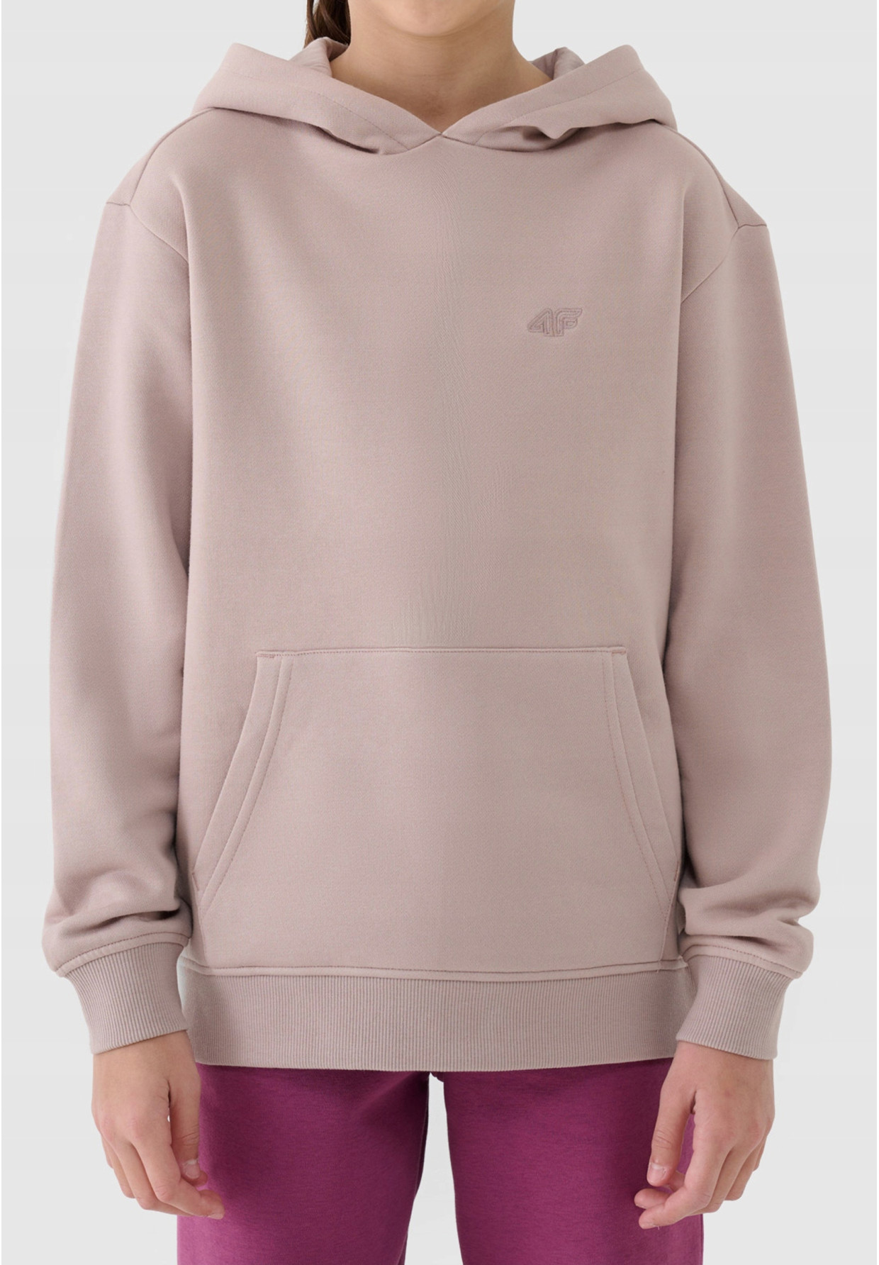 Bluza Dziewczęca 4F Basic z Kapturem Regular Beżowa 4FJWSS25TSWSF1953