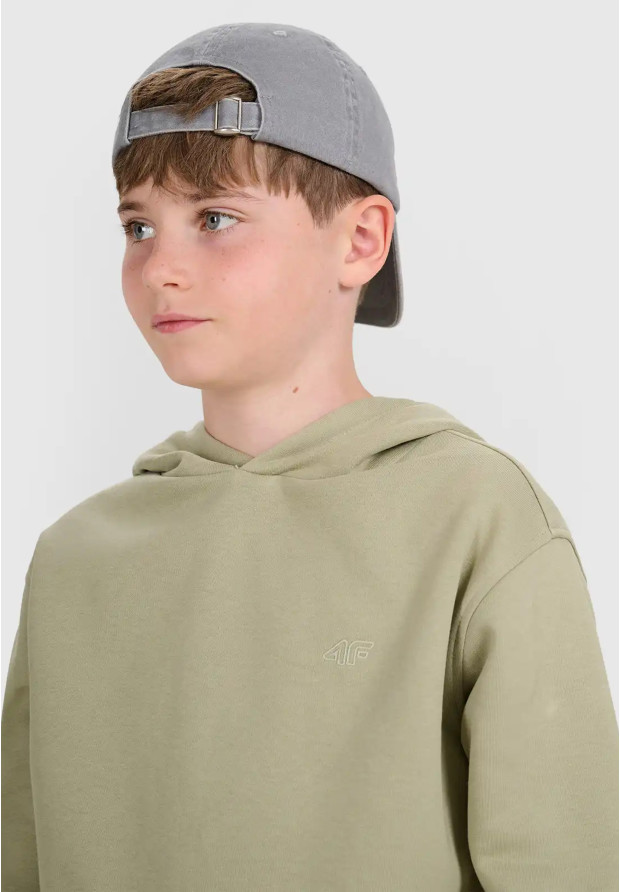 Bluza Chłopięca 4F Dresowa z Kapturem Basic Zielona 4FJWAW25TSWSM1945