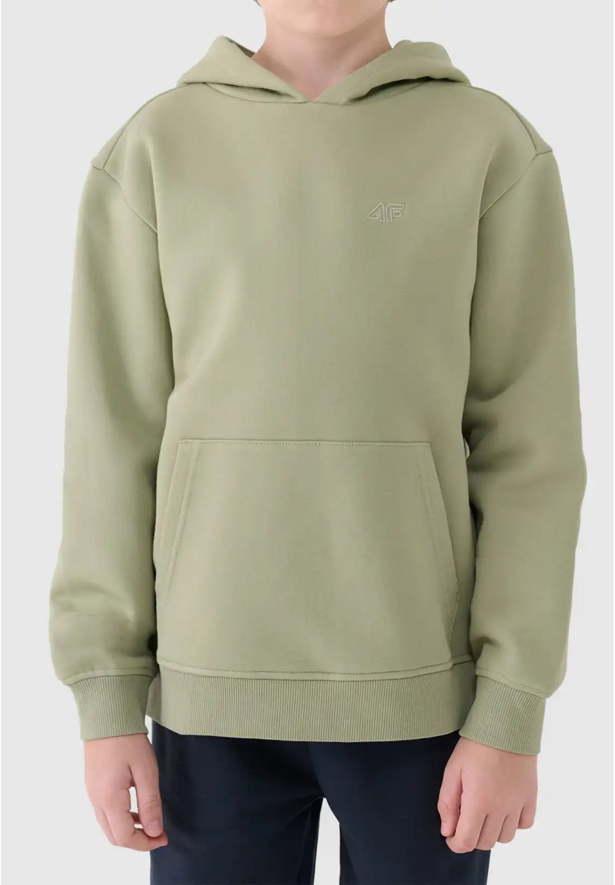 Bluza Chłopięca 4F Dresowa z Kapturem Basic Zielona 4FJWAW25TSWSM1945