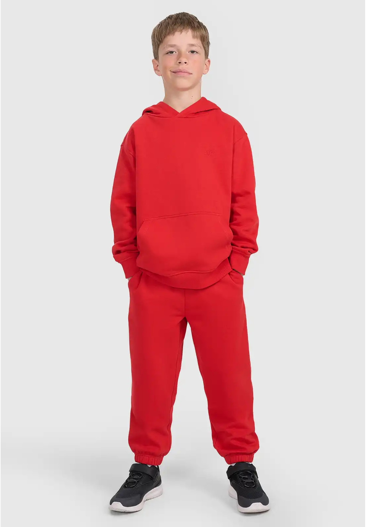 Bluza Chłopięca 4F Dresowa z Kapturem Basic Czerwona 4FJWAW25TSWSM1945