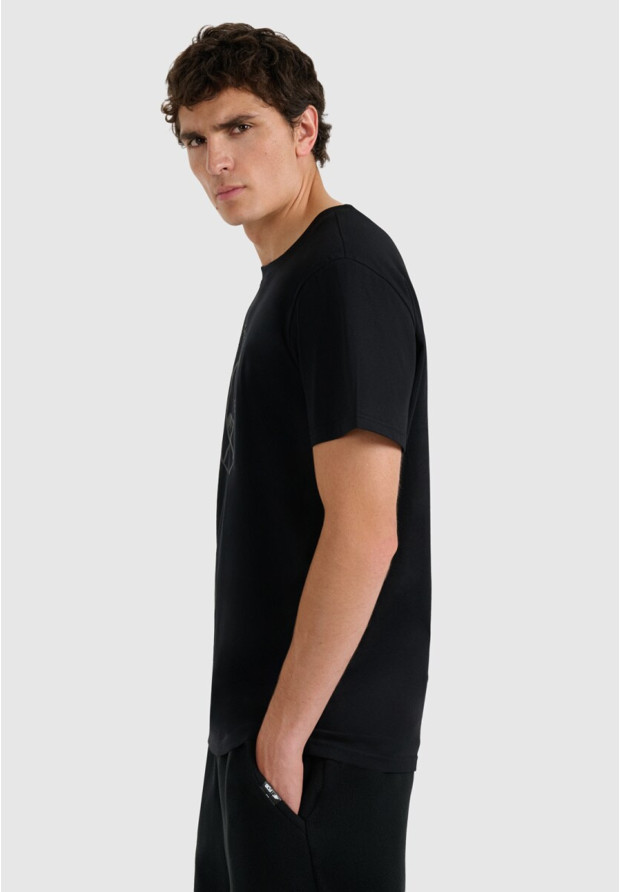 Koszulka Męska 4F T-shirt Z Nadrukiem Regular Czarna 4FWAW25TTSHM3138