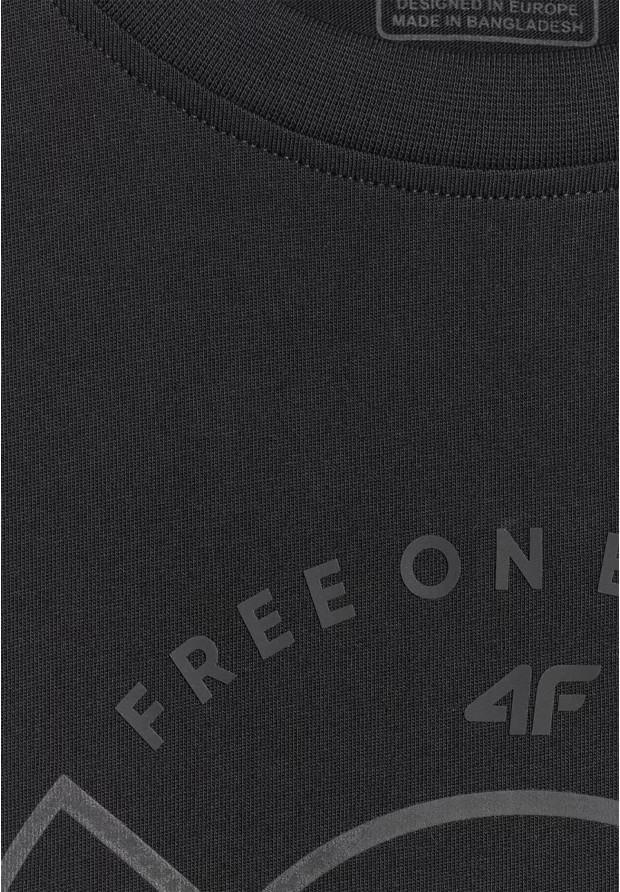 Koszulka Męska 4F T-shirt Z Nadrukiem Regular Czarna 4FWAW25TTSHM3138