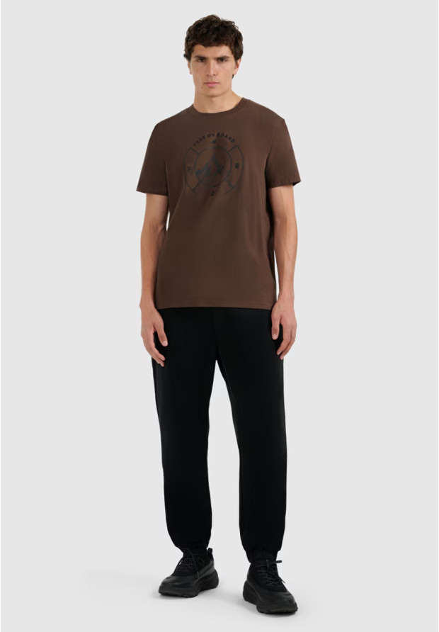 Koszulka Męska 4F T-shirt Z Nadrukiem Regular Brązowa 4FWAW25TTSHM3138