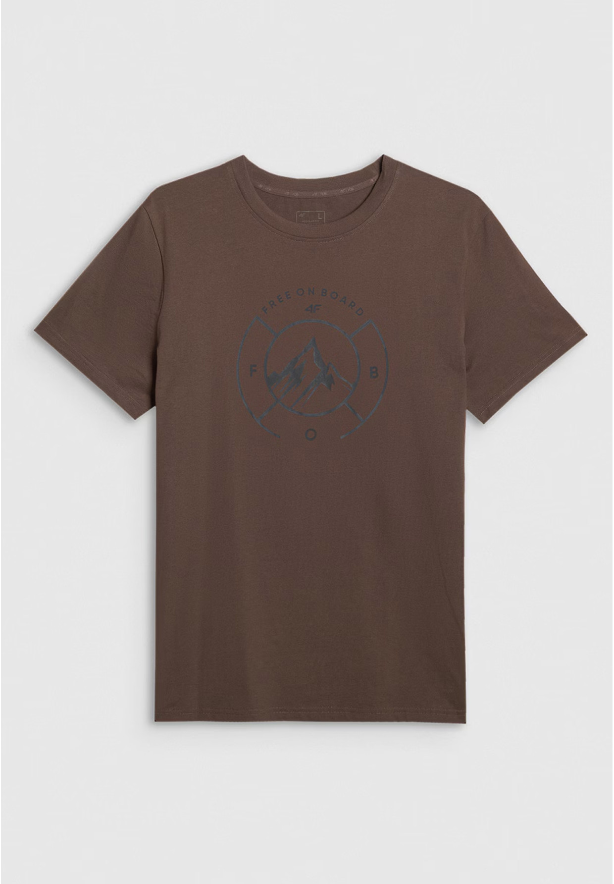 Koszulka Męska 4F T-shirt Z Nadrukiem Regular Brązowa 4FWAW25TTSHM3138