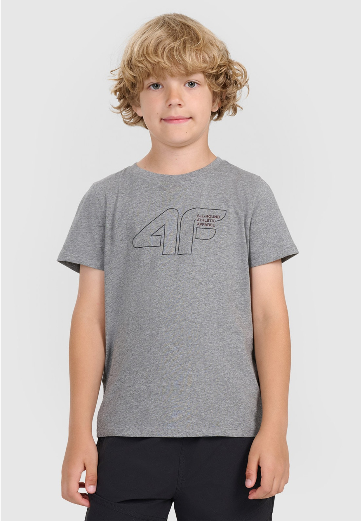 Koszulka Chłopięca 4F T-shirt Z Logo Ciemny Szary 4FJWAW25TTSHM2417