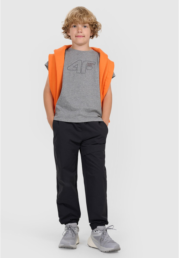 Koszulka Chłopięca 4F T-shirt Z Logo Ciemny Szary 4FJWAW25TTSHM2417