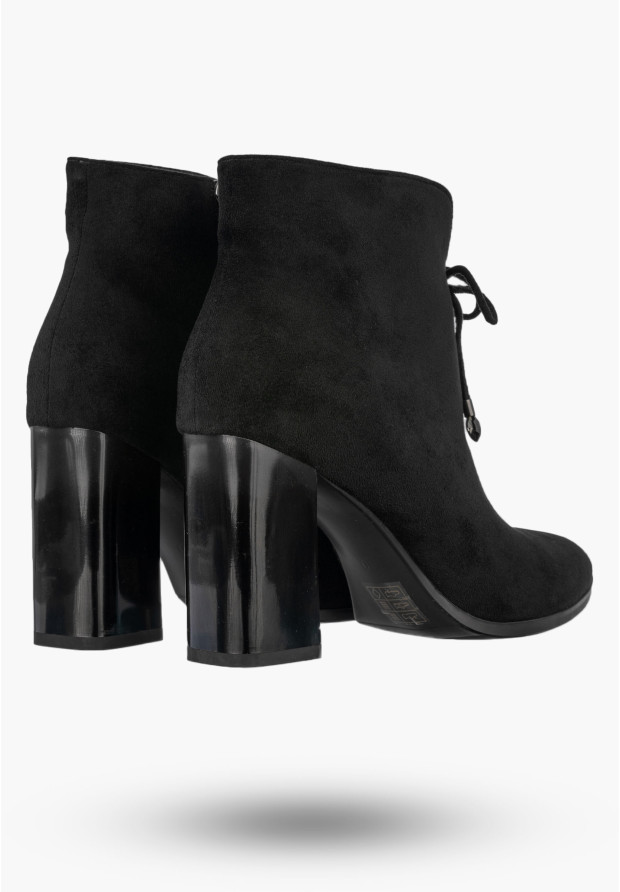 Botki Damskie Buty Ocieplane Na Obcasie Eleganckie Na Zimę Klasyczne Czarne GOODIN