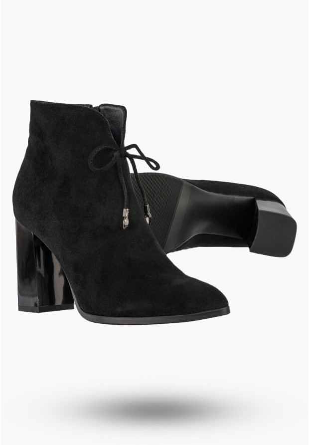 Botki Damskie Buty Ocieplane Na Obcasie Eleganckie Na Zimę Klasyczne Czarne GOODIN