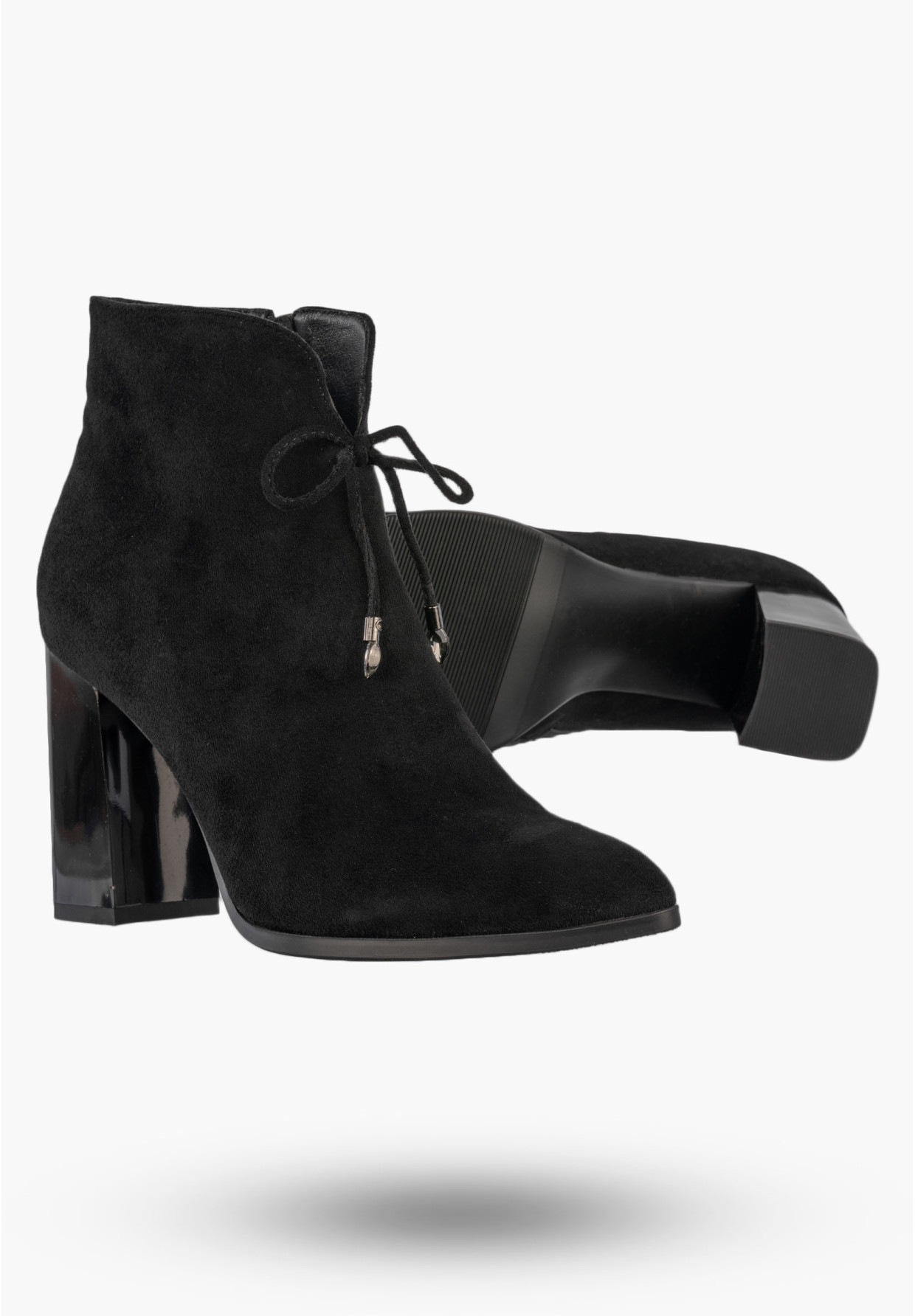 Botki Damskie Buty Ocieplane Na Obcasie Eleganckie Na Zimę Klasyczne Czarne GOODIN