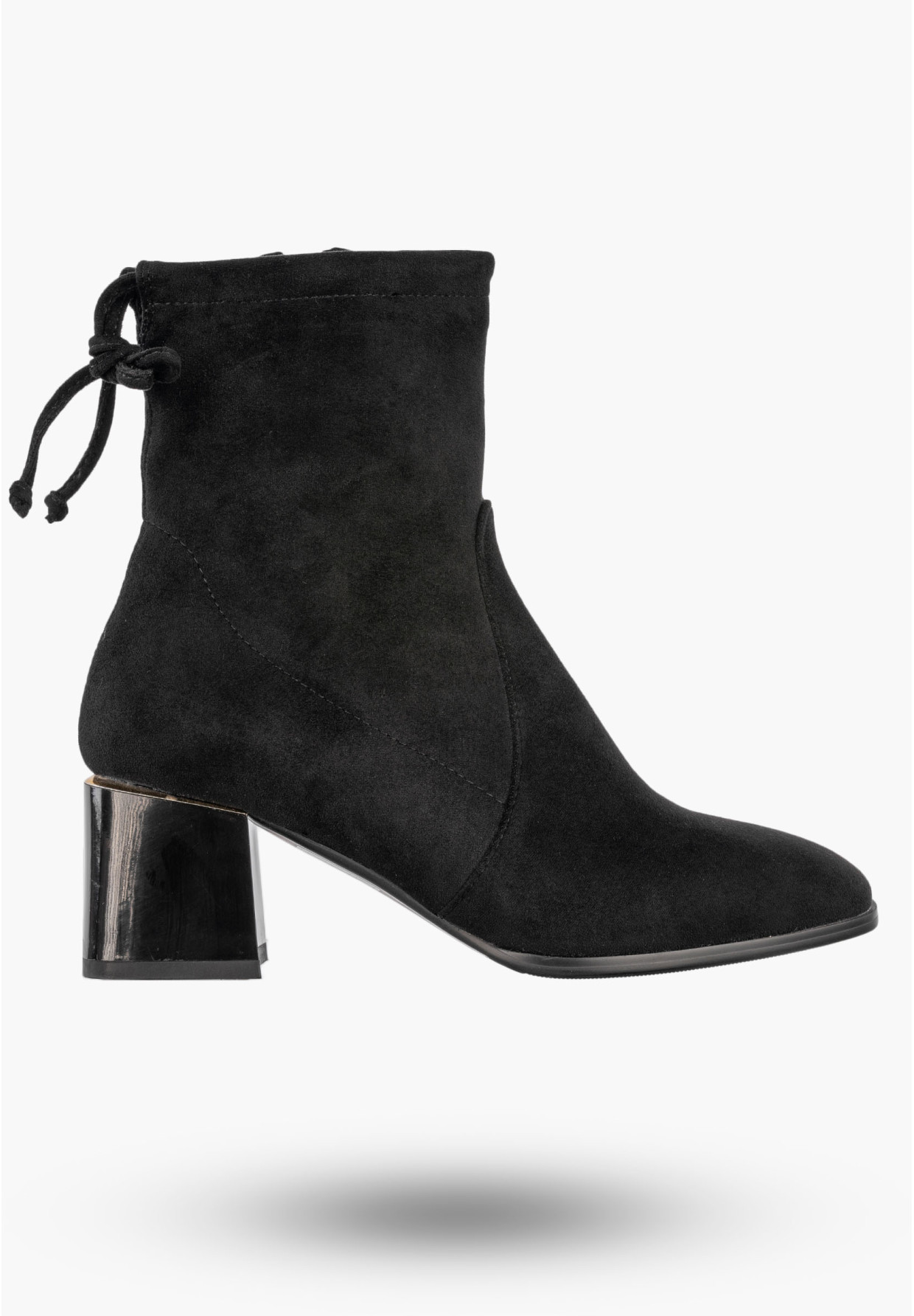 Botki Damskie Buty Ocieplane Na Klocku Na Zimę Eleganckie Czarne GOODIN