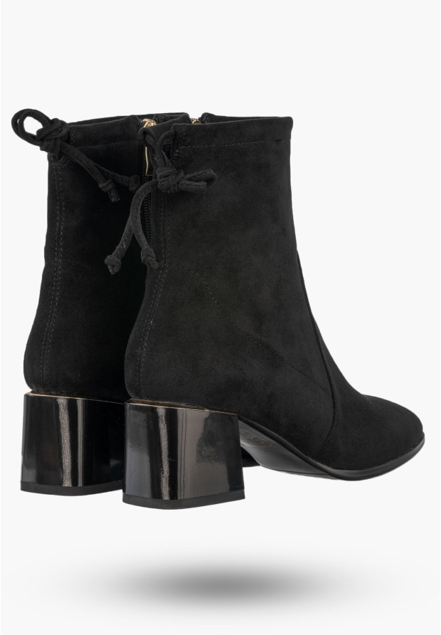 Botki Damskie Buty Ocieplane Na Klocku Na Zimę Eleganckie Czarne GOODIN