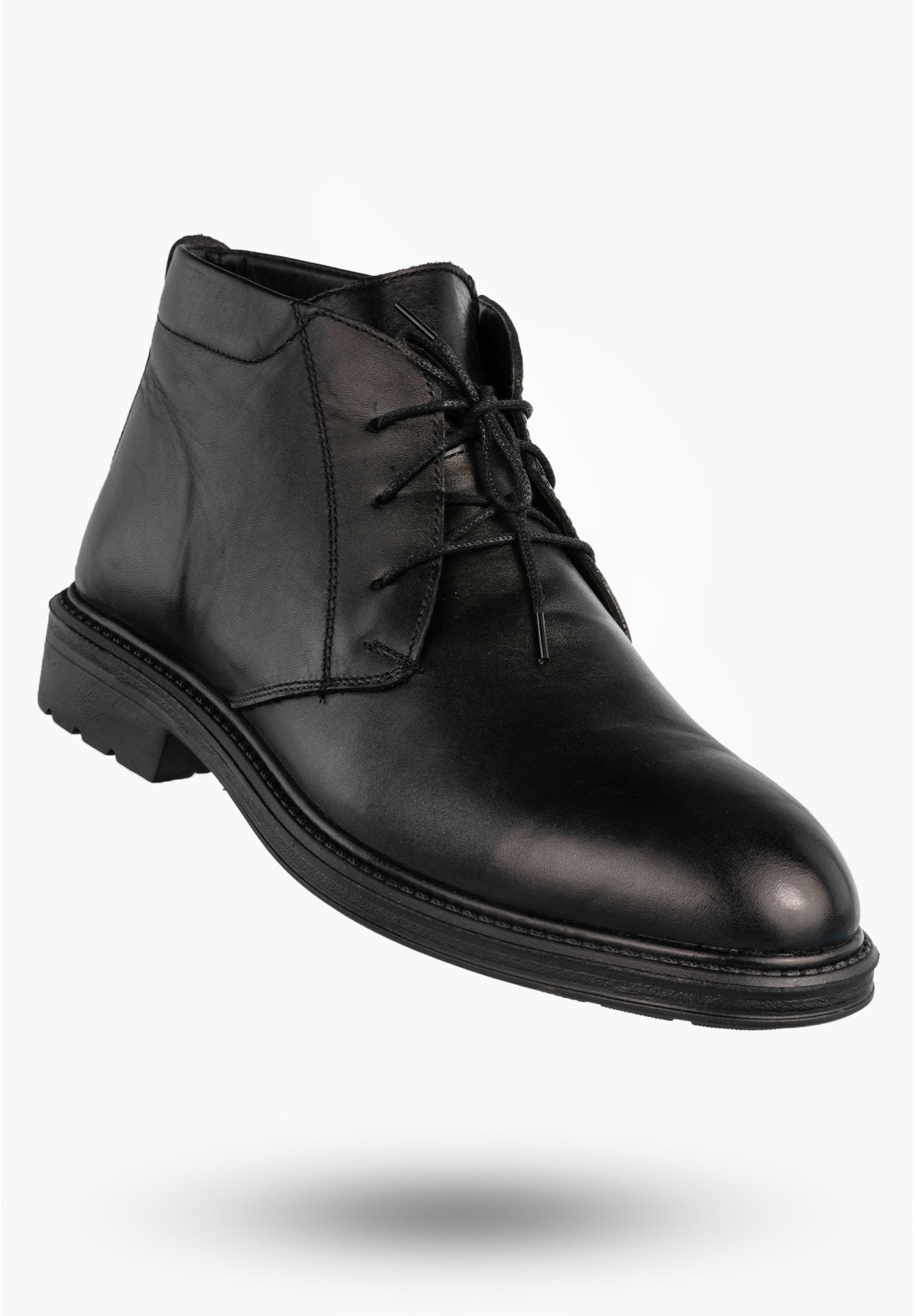 Trzewiki Męskie Zimowe Buty Ocieplane Eleganckie Klasyczne Na Zamek Czarne