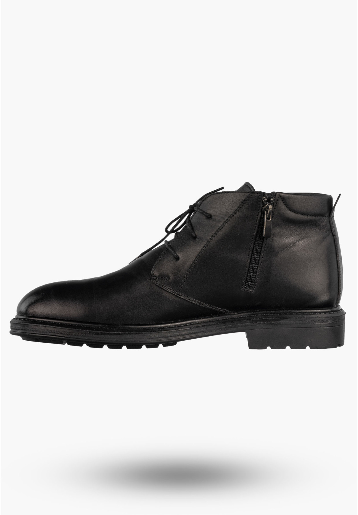 Trzewiki Męskie Zimowe Buty Ocieplane Eleganckie Klasyczne Na Zamek Czarne