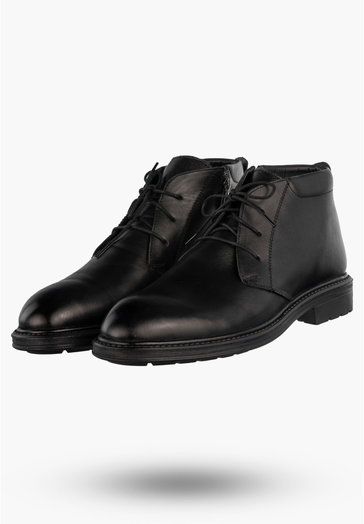 Trzewiki Męskie Zimowe Buty Ocieplane Eleganckie Klasyczne Na Zamek Czarne