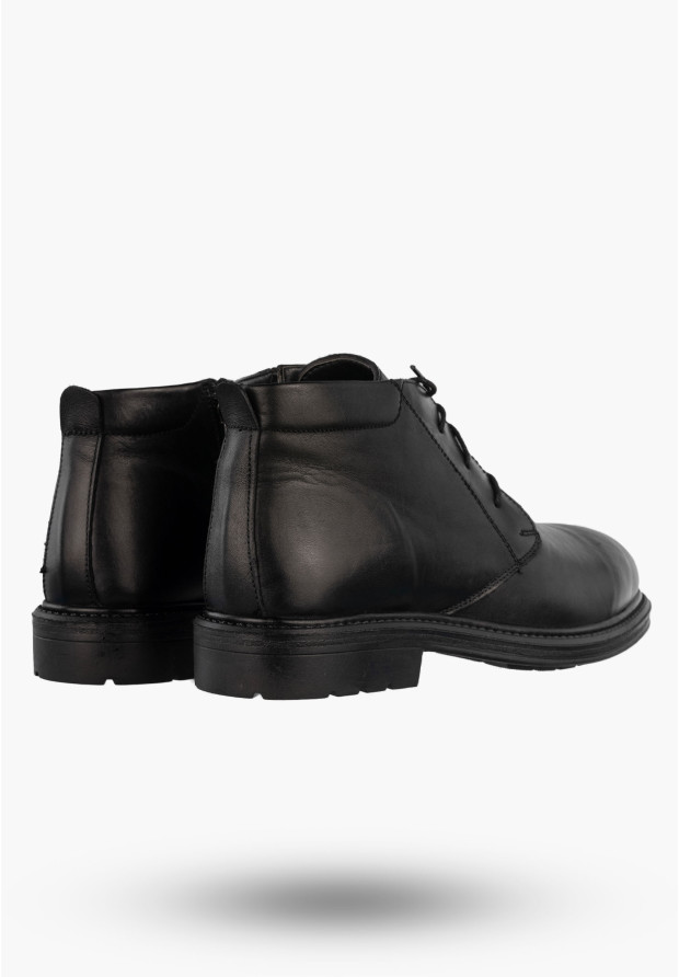 Trzewiki Męskie Zimowe Buty Ocieplane Eleganckie Klasyczne Na Zamek Czarne